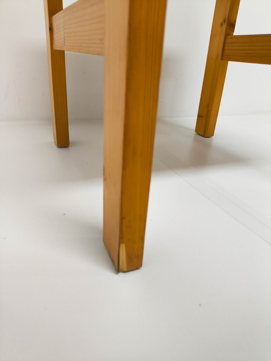 Image 1 of 4x Vintage massief grenen eetkamerstoelen