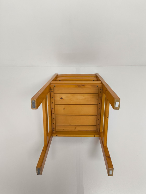 Image 1 of 4x Vintage massief grenen eetkamerstoelen