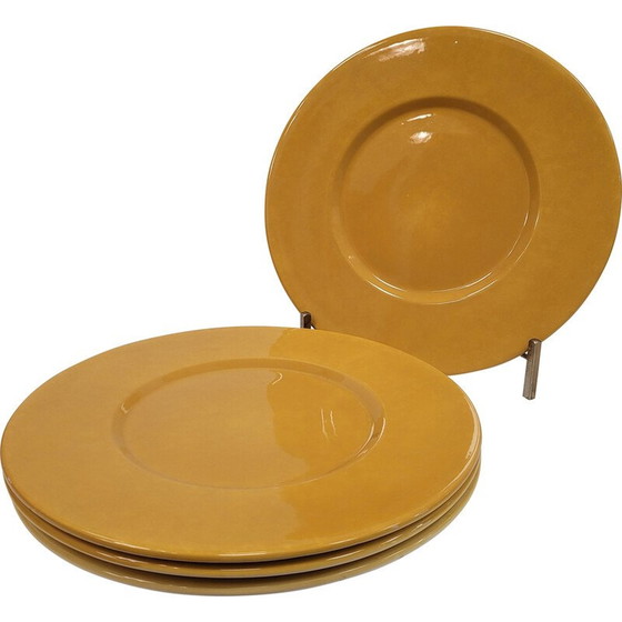 Image 1 of Set van 4 vintage "Pavillon" borden van geëmailleerd keramiek van Charles Christofle, Italië 1990