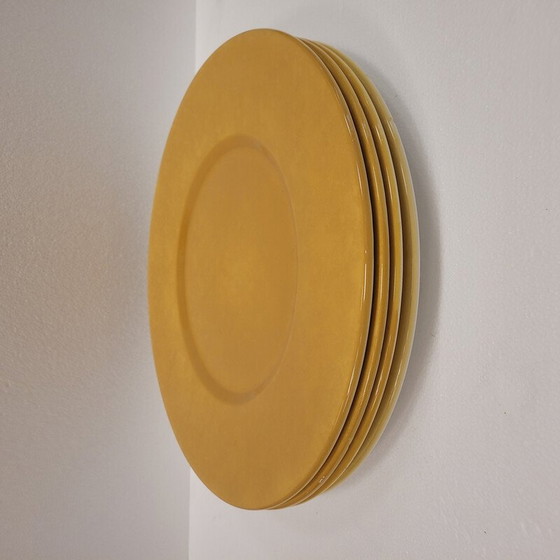 Image 1 of Set van 4 vintage "Pavillon" borden van geëmailleerd keramiek van Charles Christofle, Italië 1990