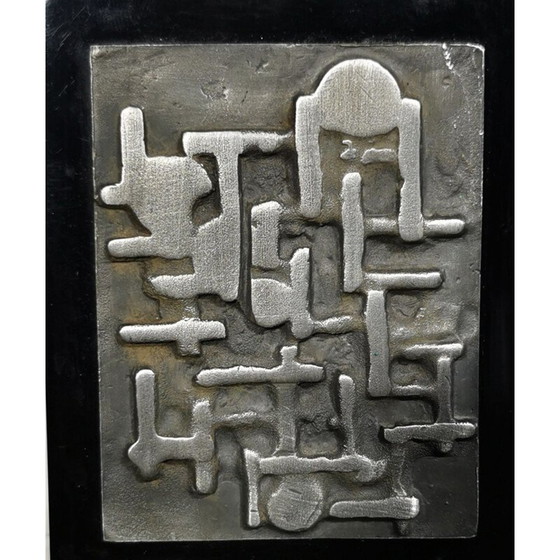 Image 1 of Vintage lampenstandaard van metaal en zwart gelakt hout met abstract ontwerp, 1970