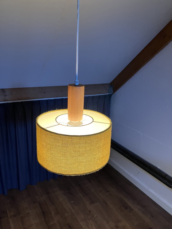 Image 1 of Vintage Jaren 60 Scandinavisch Design Hanglamp Met Gele Kap