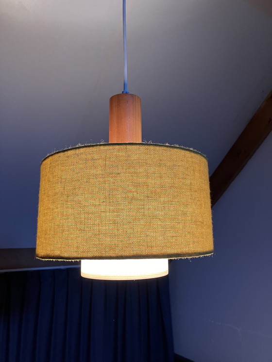 Image 1 of Vintage Jaren 60 Scandinavisch Design Hanglamp Met Gele Kap