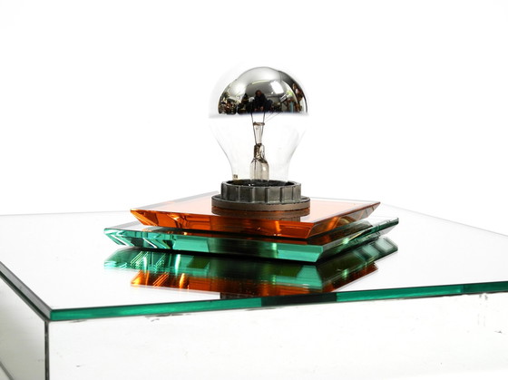 Image 1 of Prachtige grote Italiaanse spiegelplafondlamp uit 1980 in postmodern ontwerp