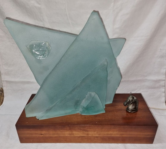 Image 1 of Gezandstraalde glazen lamp voor Cardin