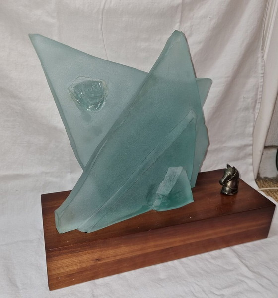 Image 1 of Gezandstraalde glazen lamp voor Cardin