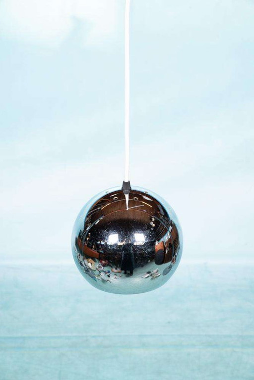 Vintage verchroomde hanglamp bol, space age eyeball lamp