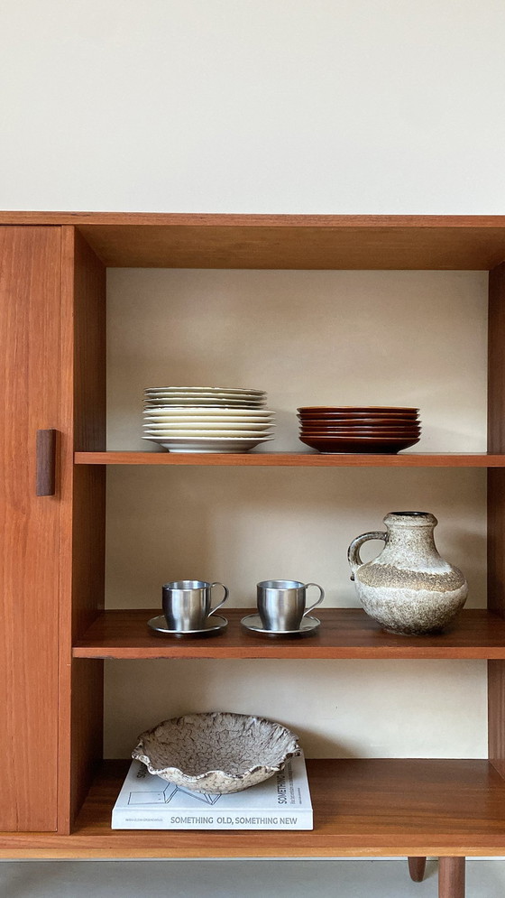 Image 1 of Vintage Teak Houten Kast / Highboard Op Houten Poten 