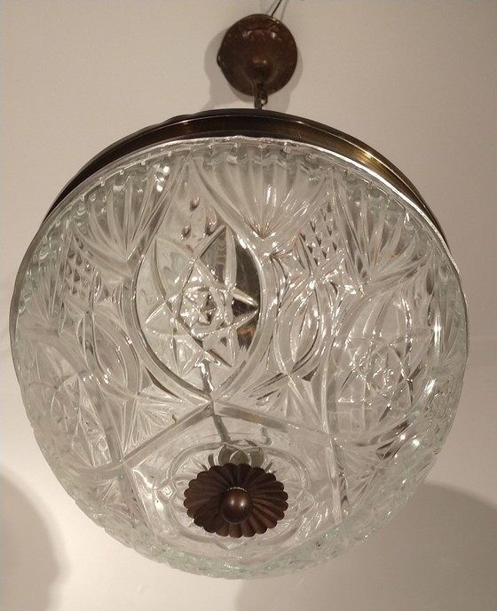 Image 1 of Vintage Hanglamp Diamant Glas 