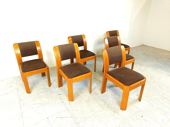 Image 1 of 6x Vintage brutalistische eetkamerstoelen