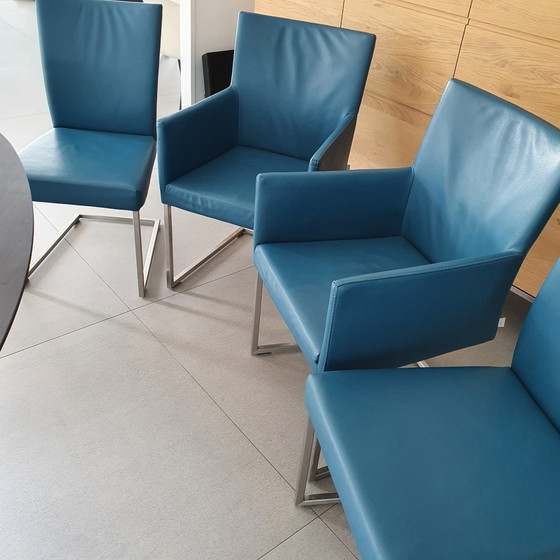 Image 1 of 4 Bert Plantagie -Leer/Petrol eetkamerstoelen