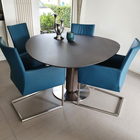 Image 1 of 4 Bert Plantagie -Leer/Petrol eetkamerstoelen