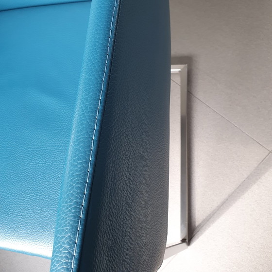 Image 1 of 4 Bert Plantagie -Leer/Petrol eetkamerstoelen