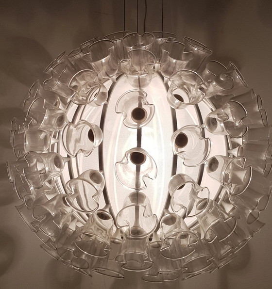 Image 1 of Plafondlamp Met Glazen Bloemen