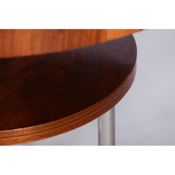 Image 1 of Vintage Bauhaus ronde spar en walnoot salontafel door Robert Slezák voor Slezak Factories, Tsjecho-Slowakije 1930