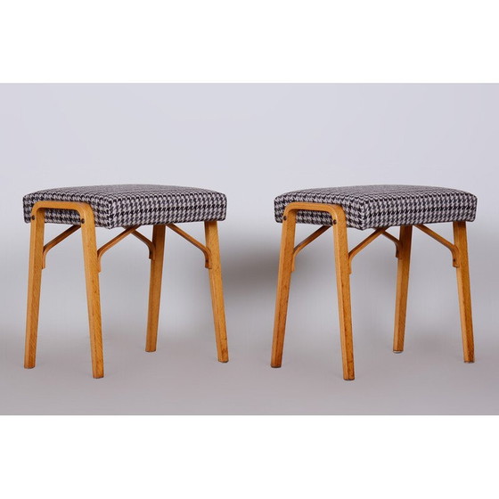 Image 1 of Paar vintage beukenhouten krukjes van Ludvik Volak, Tsjechië 1950