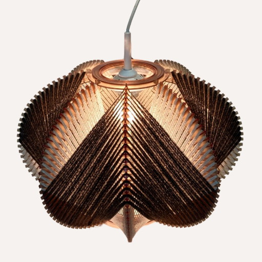 Duits geweven Wabi Sabi hanglamp, 1970S