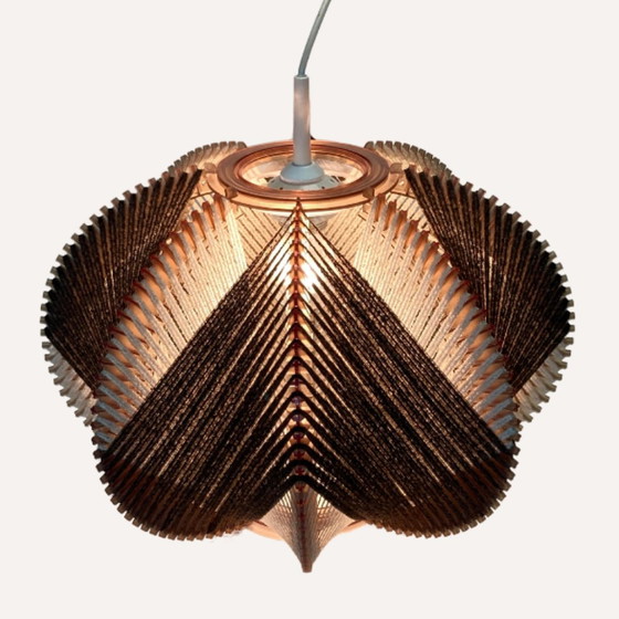 Image 1 of Duits geweven Wabi Sabi hanglamp, 1970S