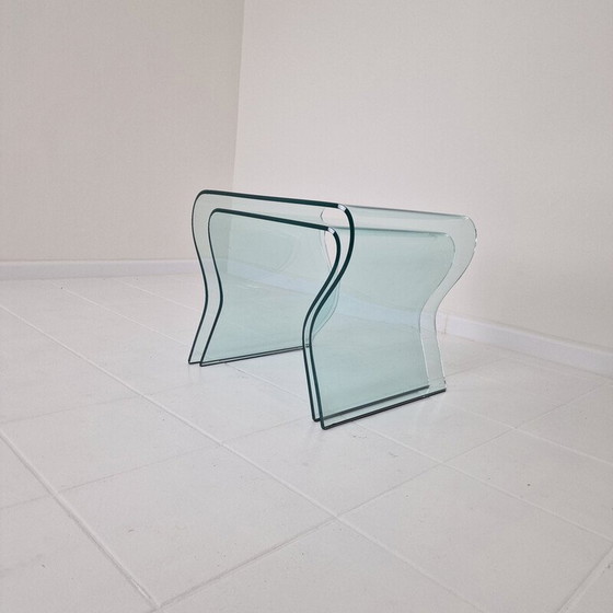 Image 1 of Vintage "Tango" glazen nesttafel door Fabio Di Bartolomei voor Fiam Italia