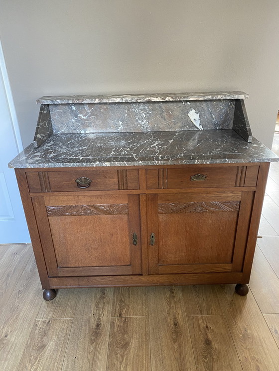 Image 1 of Antieke Commode Dressoir Ladekast Marmeren Blad