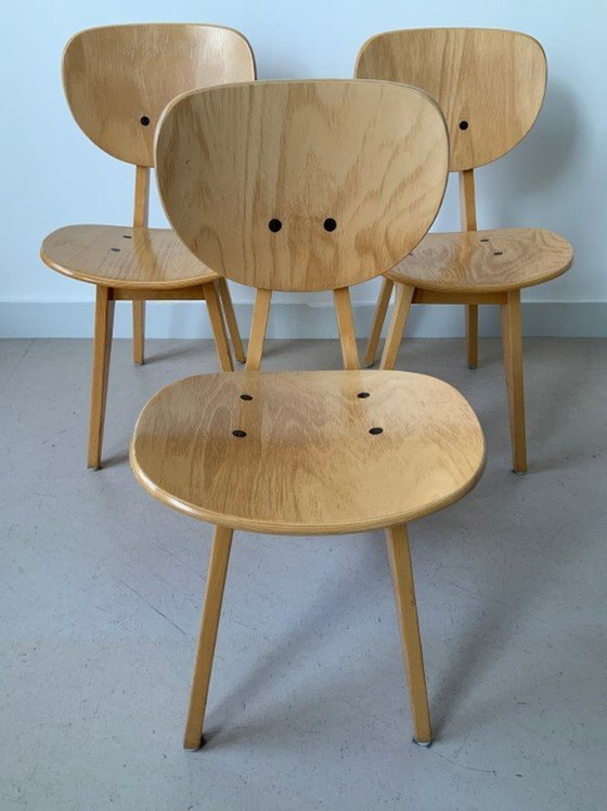 Image 1 of Tendo Mokko Houten Vintage Stoelen (3) – Junzo Sakakura