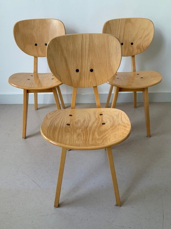 Image 1 of Tendo Mokko Houten Vintage Stoelen (3) – Junzo Sakakura