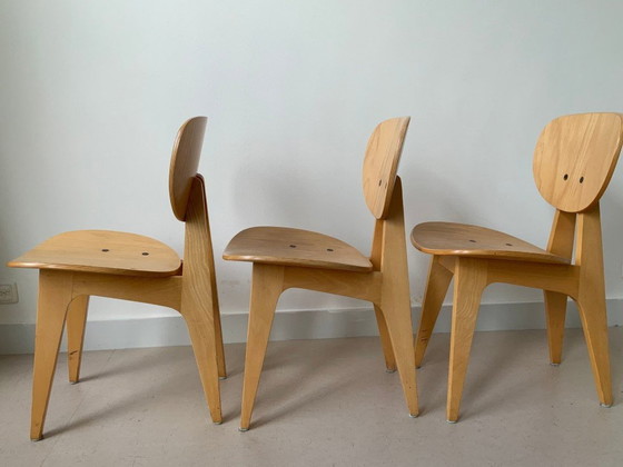 Image 1 of Tendo Mokko Houten Vintage Stoelen (3) – Junzo Sakakura