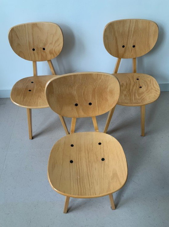 Image 1 of Tendo Mokko Houten Vintage Stoelen (3) – Junzo Sakakura