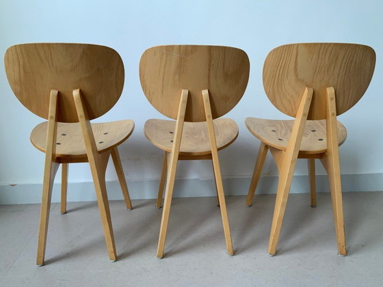 Image 1 of Tendo Mokko Houten Vintage Stoelen (3) – Junzo Sakakura