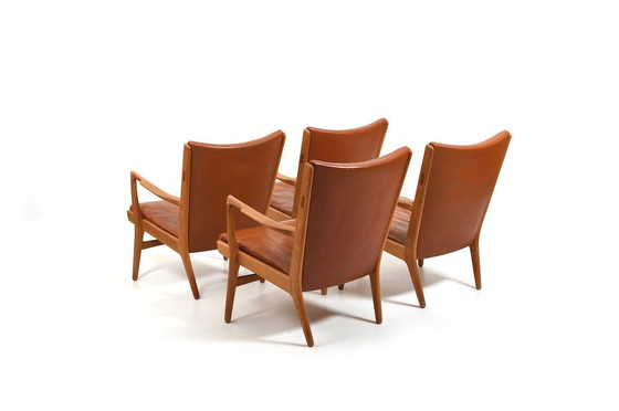 Image 1 of Model AP-16 stoelen in eiken en leer van Hans J. Wegner, 1951, set van 4