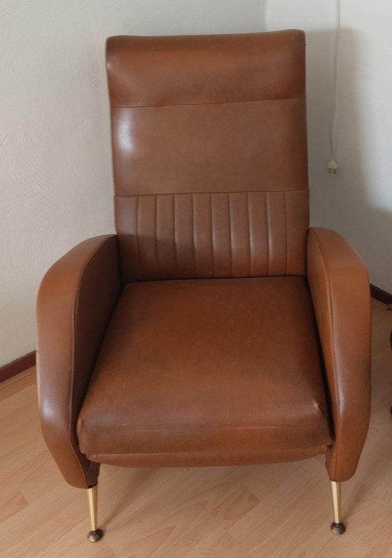 Image 1 of Vintage lederen relaxfauteuil