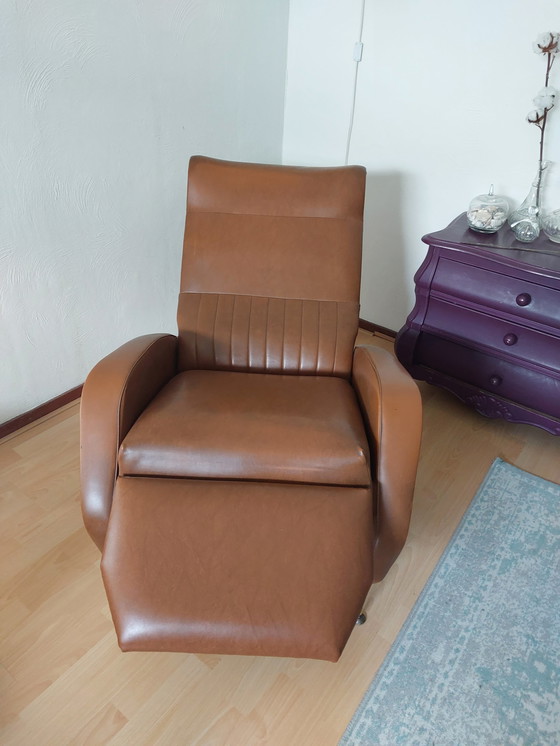 Image 1 of Vintage lederen relaxfauteuil