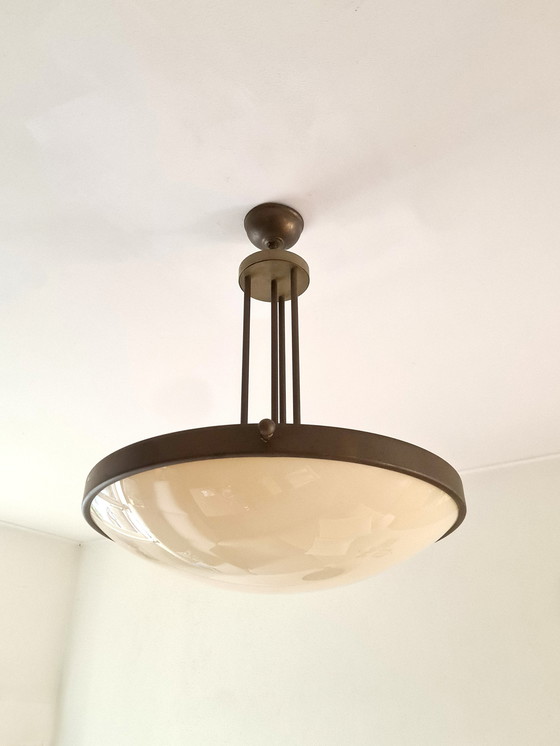 Image 1 of Messing / Brons Hanglamp - Jaren 40 - Ø60Cm - Duitsland  