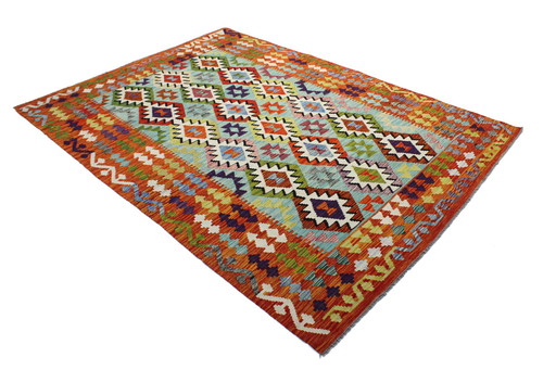 Originele oude stijl Kelim Afghan 247 X 176 Cm Top staat