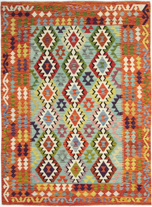 Originele oude stijl Kelim Afghan 247 X 176 Cm Top staat