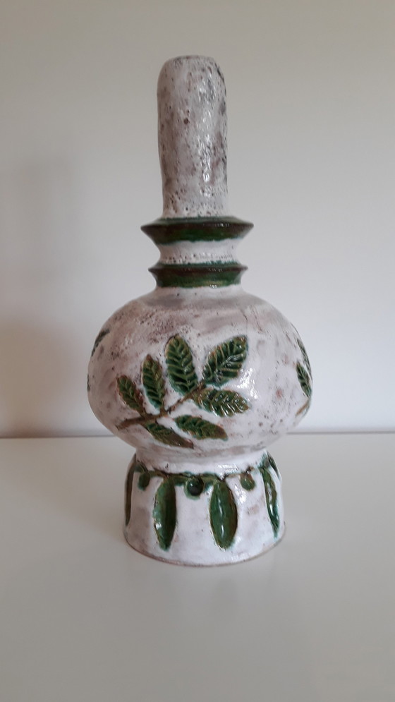 Image 1 of Design lampenstandaard met origineel ingekrast decor, jaren 1980