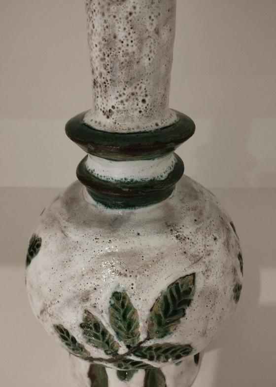 Image 1 of Design lampenstandaard met origineel ingekrast decor, jaren 1980