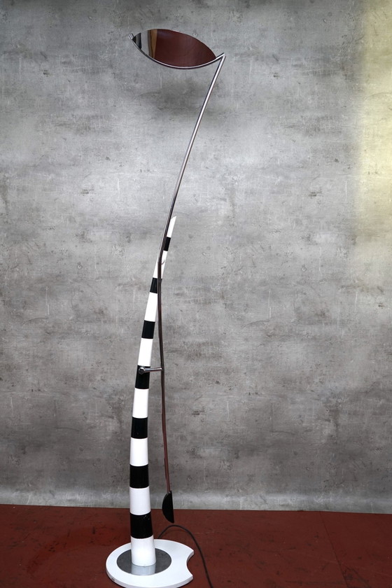 Image 1 of Vintage vloerlamp in zwart-wit zebra Design, jaren 70