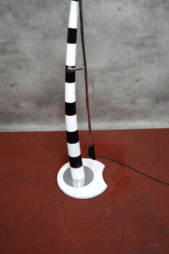 Image 1 of Vintage vloerlamp in zwart-wit zebra Design, jaren 70