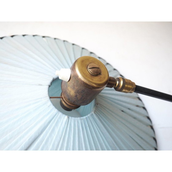 Image 1 of Vintage messing en zwart metalen wandlamp van René Mathieu voor Lunel, Frankrijk 1950