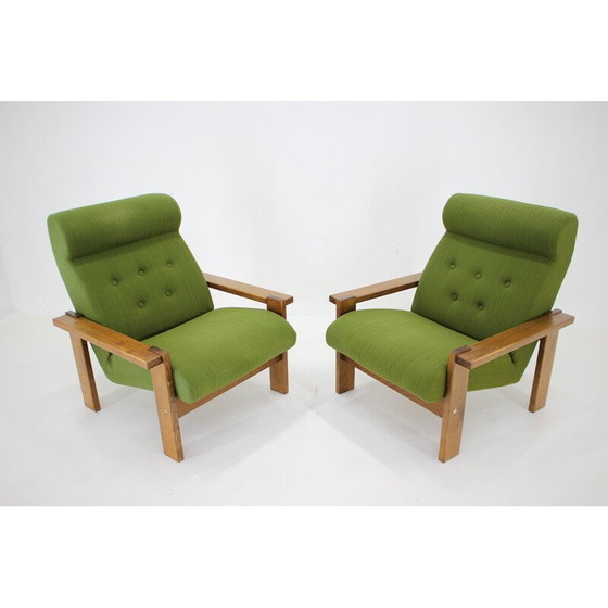 Image 1 of Paar vintage beukenhouten fauteuils, Tsjecho-Slowakije 1970