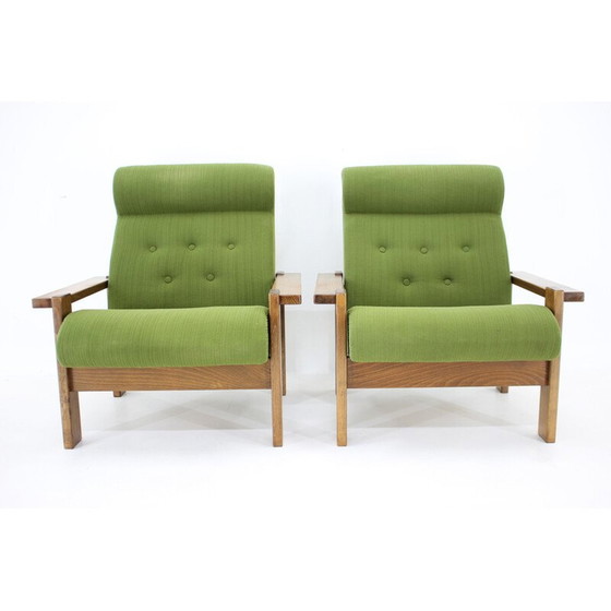 Image 1 of Paar vintage beukenhouten fauteuils, Tsjecho-Slowakije 1970