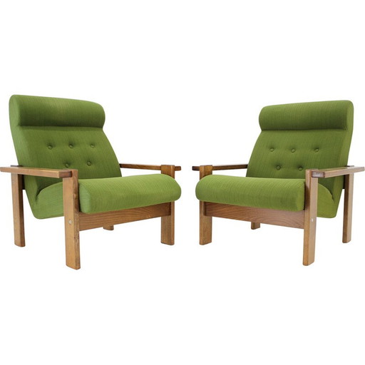 Paar vintage beukenhouten fauteuils, Tsjecho-Slowakije 1970