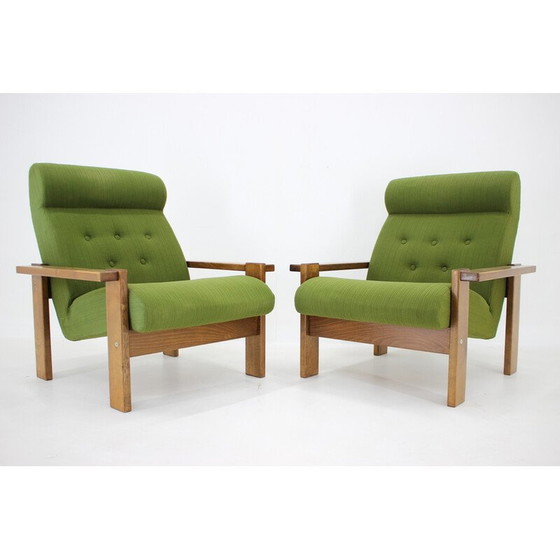 Image 1 of Paar vintage beukenhouten fauteuils, Tsjecho-Slowakije 1970