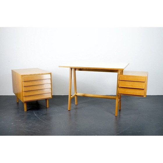 Image 1 of Vintage beukenhouten bureau, Duitsland 1960