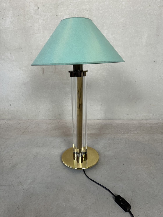 Image 1 of Vintage Hollywood Regency Tafellamp - Messing En Perspex