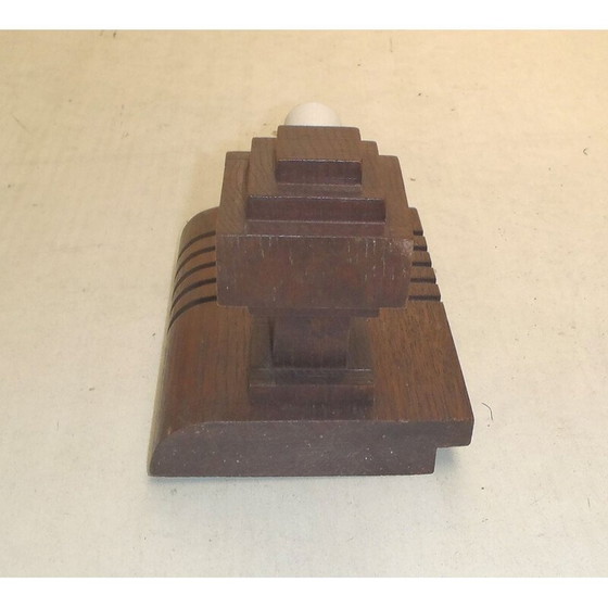 Image 1 of Paar vintage massief eikenhouten wandlampen van Charles Dudouyt