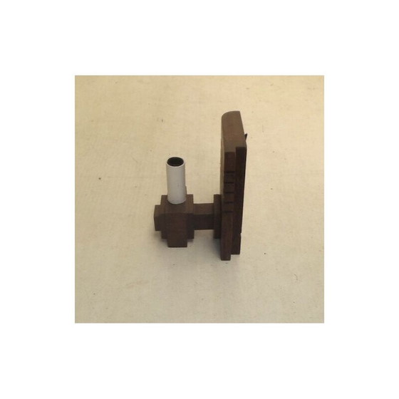 Image 1 of Paar vintage massief eikenhouten wandlampen van Charles Dudouyt