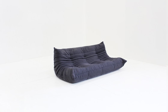 Image 1 of Vintage Togo Ligne Roset 3 Zits Sofa Donker Blauw