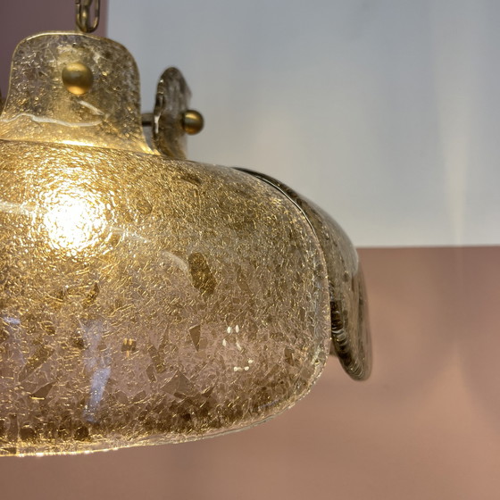 Image 1 of Vintage Bloemblaadjeslamp van gerookt glas